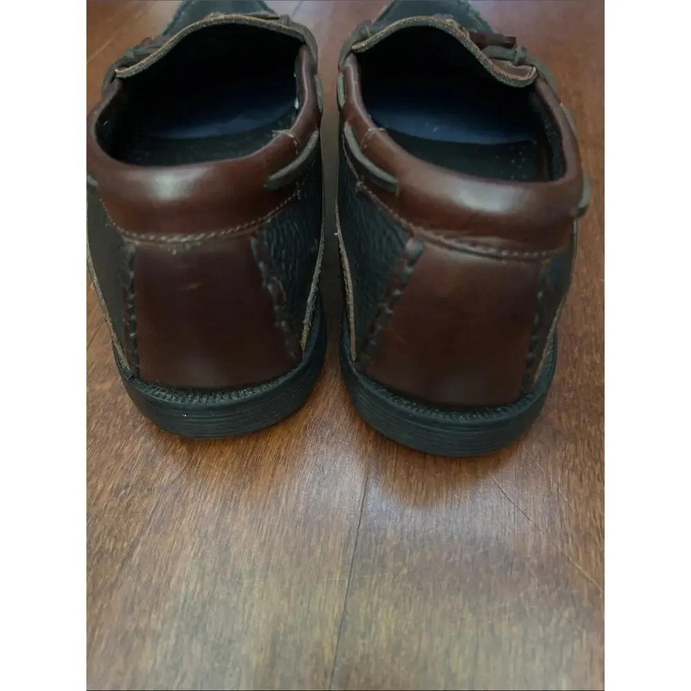 Sperry Top Sider Two-Tone Black and Brown Leather Tassel Loafers, Size 10.5